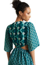 Zaccai Women's Teal Georgette Geometric Dress
