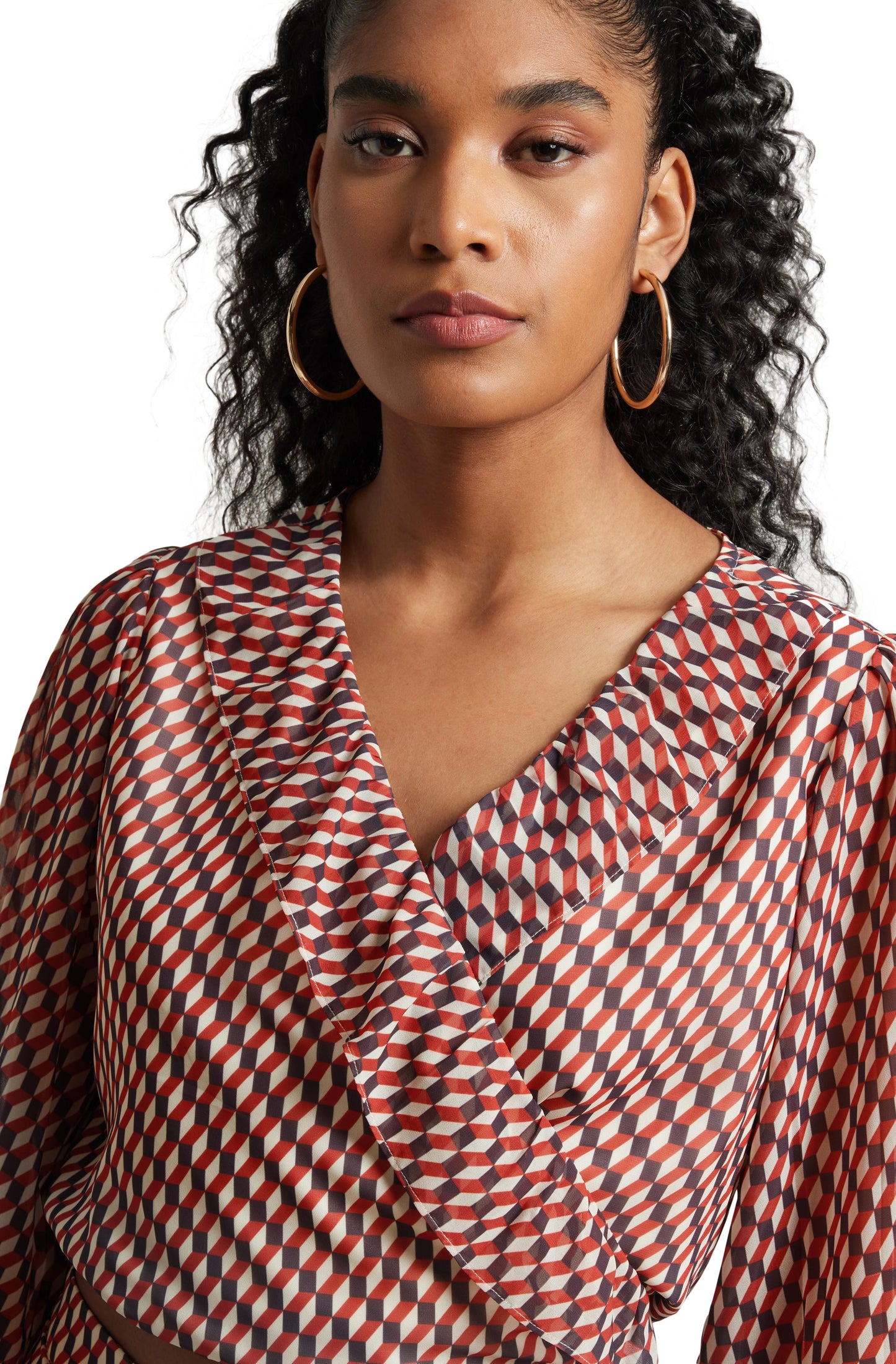 Zaccai Women's Brown Georgette Geometric Co-ord Set