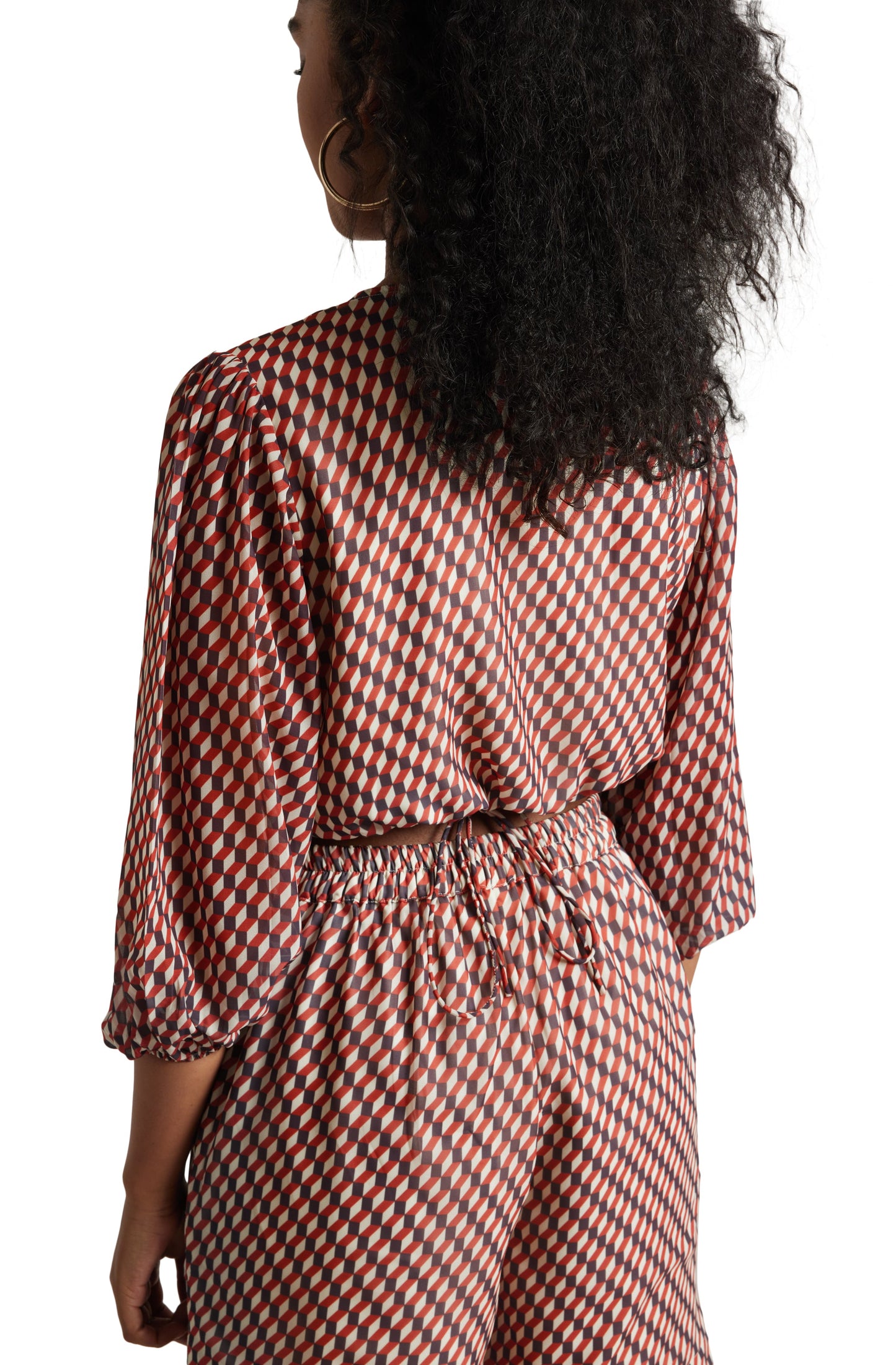 Zaccai Women's Brown Georgette Geometric Co-ord Set