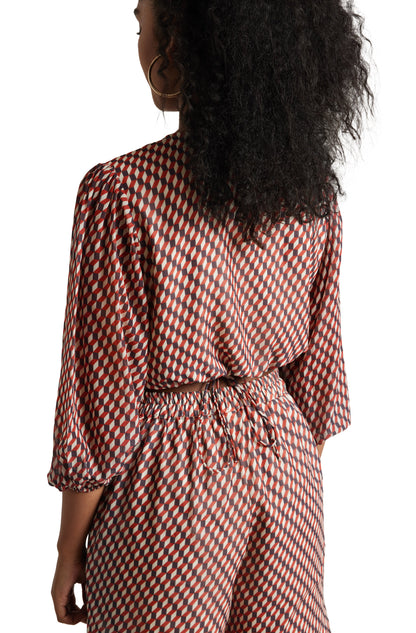 Zaccai Women's Brown Georgette Geometric Co-ord Set