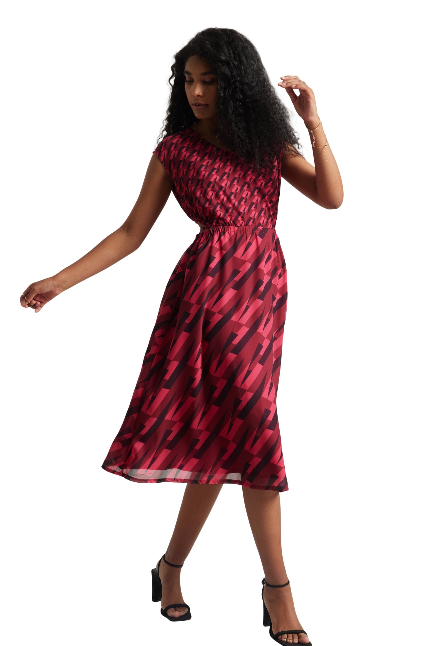Zaccai Women's Pink Georgette Geometric Dress