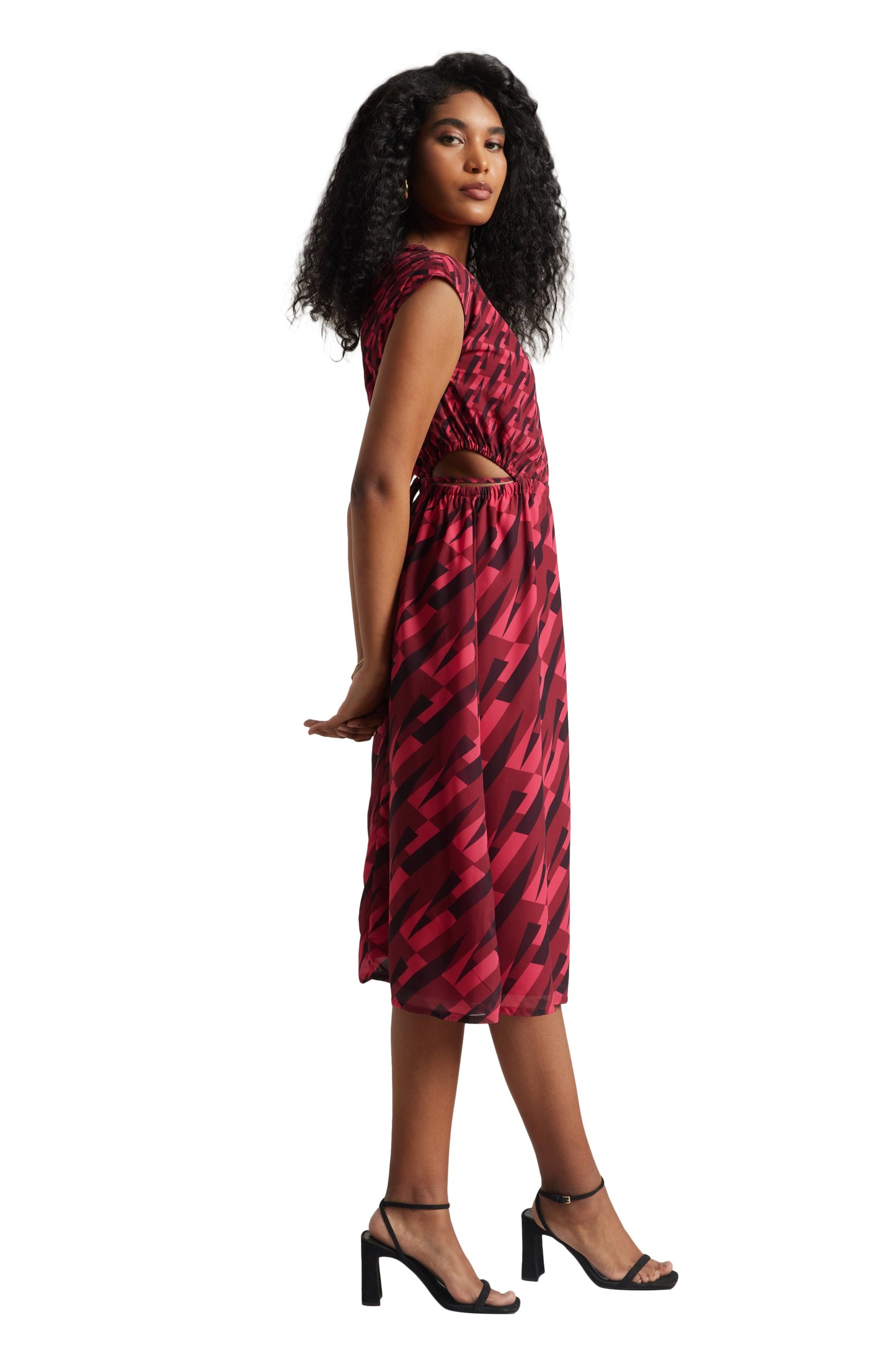 Zaccai Women's Pink Georgette Geometric Dress
