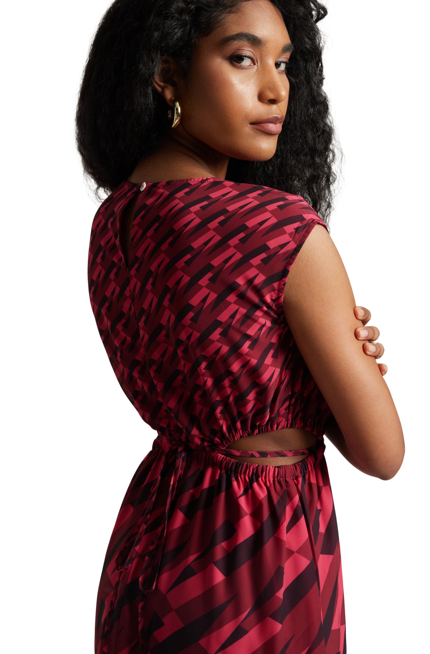 Zaccai Women's Pink Georgette Geometric Dress