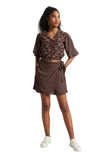Zaccai Women's Black Georgette Geometric Co-ord Set