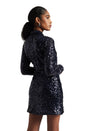 Zaccai Women's Navy Blue Poly Elastane Sequined Dress