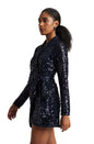Zaccai Women's Navy Blue Poly Elastane Sequined Dress
