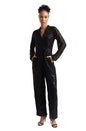 Zaccai Women's Black Poly Elastane Sequined Jumpsuit