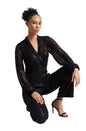 Zaccai Women's Black Poly Elastane Sequined Jumpsuit