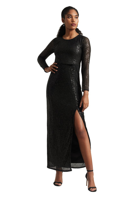 Zaccai Women's Black Poly Elastane Sequined Dress
