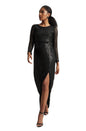 Zaccai Women's Black Poly Elastane Sequined Dress