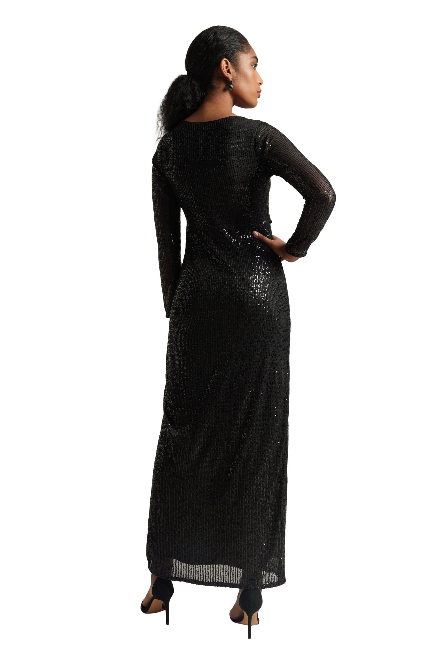 Zaccai Women's Black Poly Elastane Sequined Dress