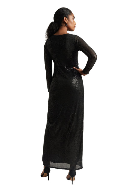 Zaccai Women's Black Poly Elastane Sequined Dress