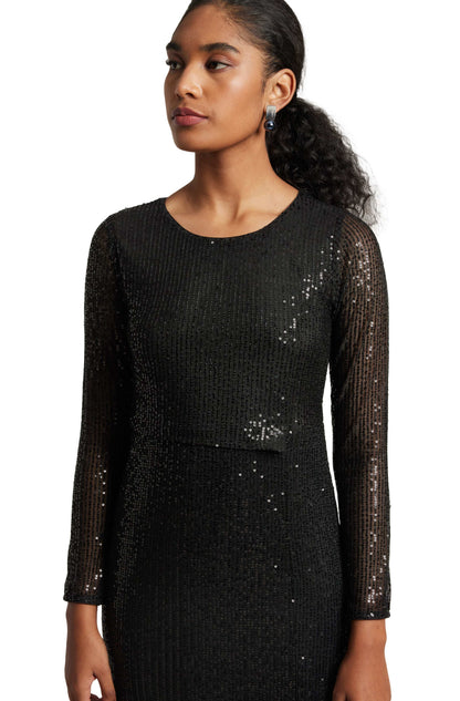 Zaccai Women's Black Poly Elastane Sequined Dress