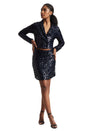 Zaccai Women's Navy Blue Poly Elastane Sequined Co-ord Set
