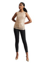 Zaccai Women's Champagne Poly Elastane Sequined Top