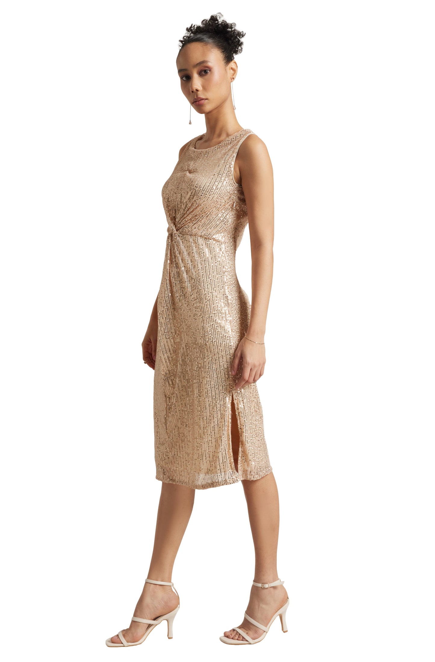 Zaccai Women's Champagne Poly Elastane Sequined Dress