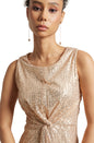 Zaccai Women's Champagne Poly Elastane Sequined Dress