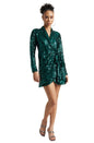 Zaccai Women's Green Poly Elastane Sequined Dress