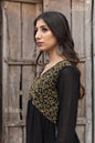 Zibaa Black Georgette Nyra Cut Chikankari Kurti