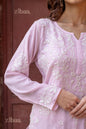 Zibaa Modal Blush Pink Long Chikankari Kurti