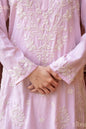 Zibaa Modal Blush Pink Long Chikankari Kurti