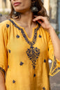 Zibaa Muslin Golden Beige Chikankari Co-ord Set