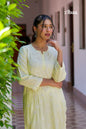 Zibaa Modal Butter Yellow Chikankari Kurta