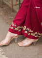 Zibaa Deep Burgundy Luxury Rayon Chikankari Coord Set