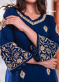 Zibaa Blue & Gold Luxury Rayon Chikankari Kurta