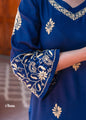 Zibaa Blue & Gold Luxury Rayon Chikankari Kurta