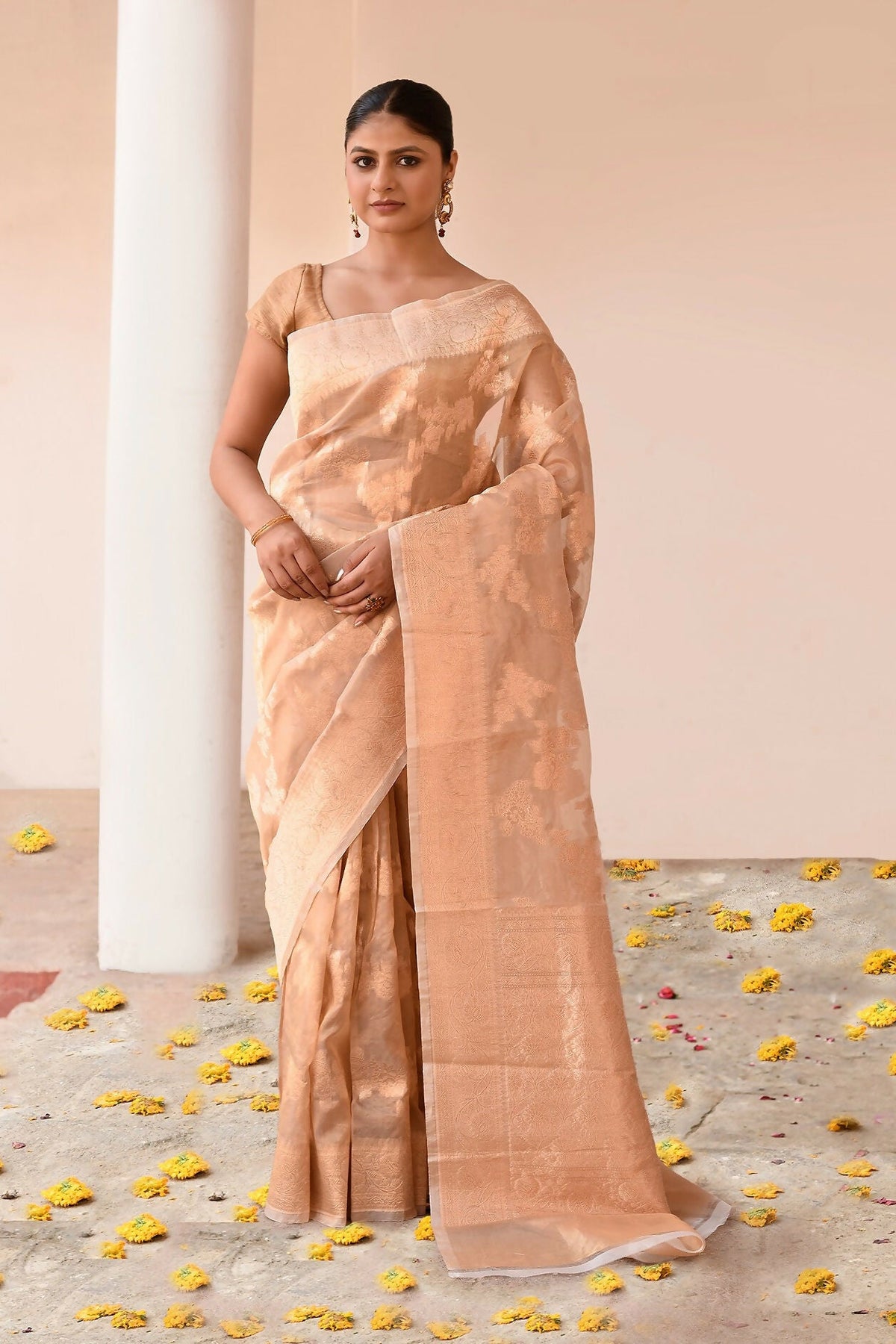 Joban Fashion Gold Banarasi Tissue Saree