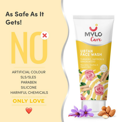 Mylo Care Veda Ubtan Face Wash - with Saffron Turmeric and Nalpamaradi Oil