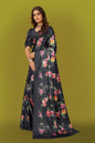 Aayaa Designer Printed Satin Saree - Multi Color