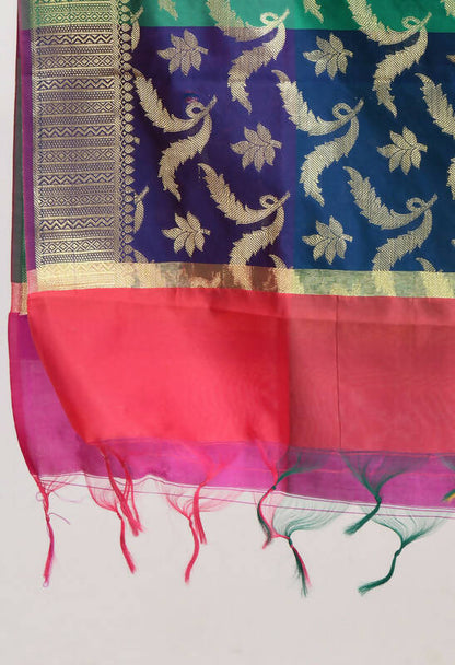 Mominos Fashion Moeza Women's Banarsi Silk Floral Woven Design Multi Dupatta