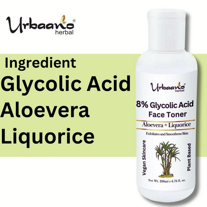 Urbaano Herbal 8% Glycolic Acid Toner For Glowing Skin
