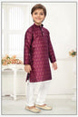 Neera Trendz Wine Jacquard Zari Work Kid's Kurta With Pyjama