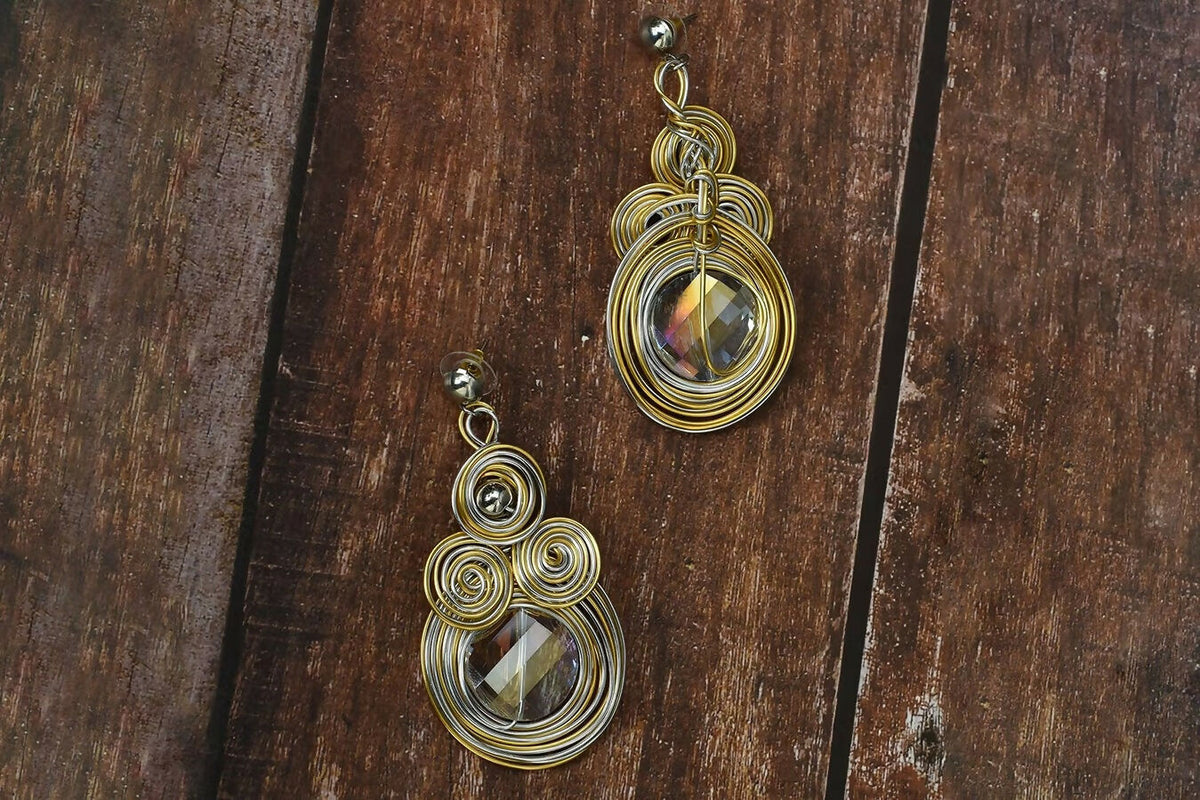 Joban Fashion Women Brass Golden White Ad Earrings