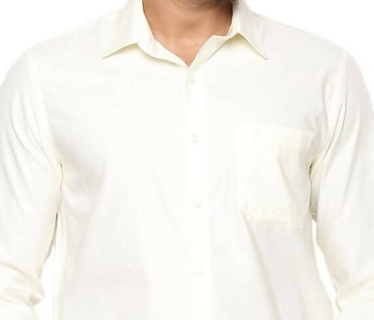 Ramraj Cotton Mens Poly Cotton Cream Colour Full Sleeve Shirt