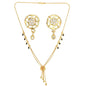AanyaCentric Gold-Polished Short Mangalsutra Set with Earrings
