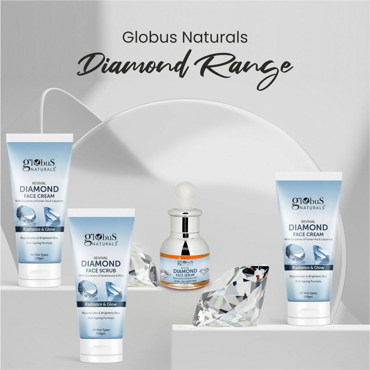 Globus Naturals Revival Diamond Face Scrub, Suitable For All Skin Types