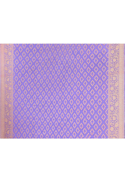 Joban Fashion Shade Of Orchid Crepe Chiffon Pure Handloom Banarasi Silk Saree