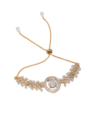 Rhodium-Plated Alloy American Diamond Studded Designer Bracelets - The Pari