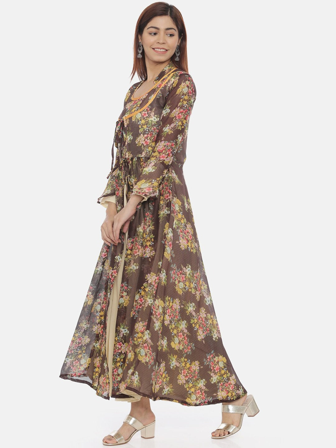 Souchii Women Brown Printed Maxi Dress