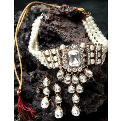 Mominos Fashion Traditional Design Necklace with Stone & Pearls