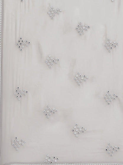 Tikhi Imli Grey Embroidered Mirror-Work Saree