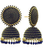 Mominos Fashion Joharkamal Gold-Polished Meenakari Jhumkas For Women & Girls (Blue)