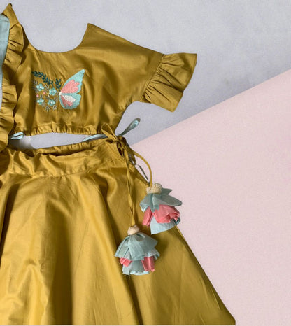 ArthLife Mustard Butterfly Lehenga Choli