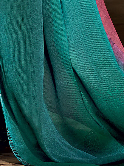 Saree Mall Mauve & Turquoise Blue Ombre Embellished Sarees