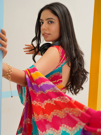 Tikhi Imli Leheriya Gotta Patti Saree