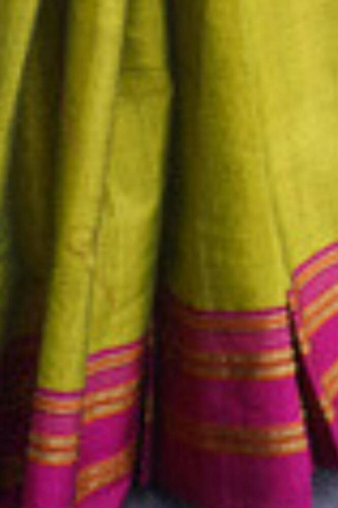 Very Much Indian Handloom Cotton Viscose Ilkal Saree - Bright Green
